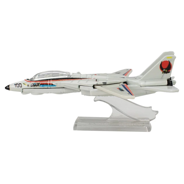 Mattel Hot Wheels Premium G.I. Joe Skystriker F-14 Tomcat diecast plane collectible on display stand