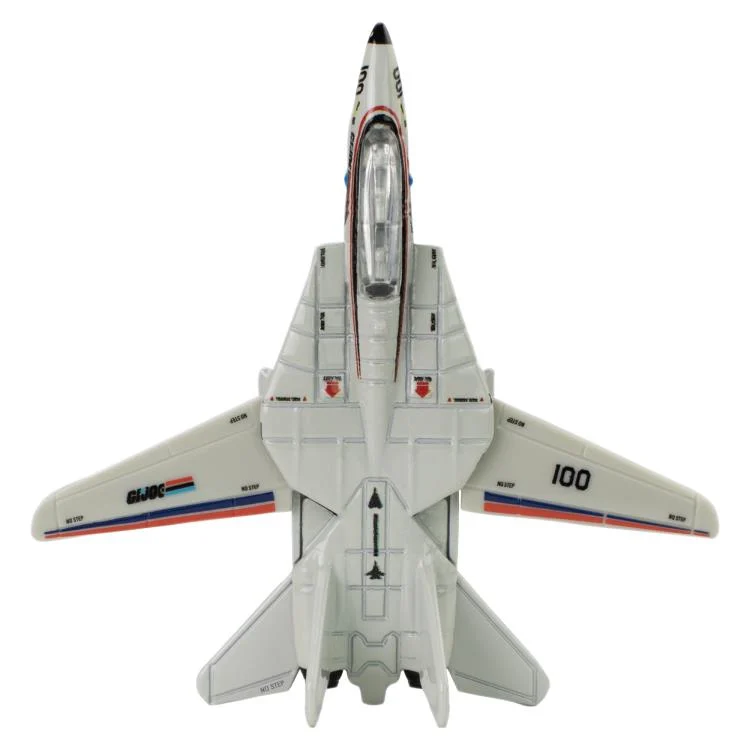 Top view of Mattel Hot Wheels Mattel GI Joe Skystriker F-14 Tomcat diecast plane with authentic detailing