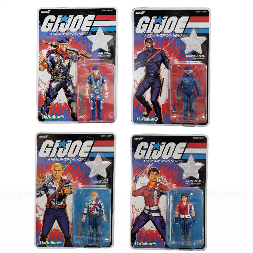 G.I. Joe America's 250th Anniversary Wave 1 4 Pack 3.75" Reaction+ Action Figures by Super7 in original packaging