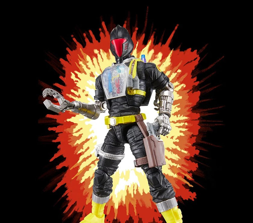 Hasbro G.I. Joe Classified Series Retro BAT Android Trooper 6-inch action figure with dynamic explosive background