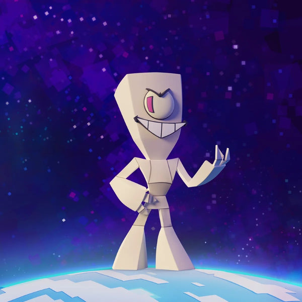 Fold - 4" Animiniz Action Figure (Gameoverse) by Glitch Studios, white figure on a cosmic background