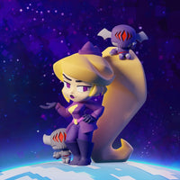 Miss Information - 4" Animiniz Action Figure (Gameoverse) by Glitch Studios with two robotic companions