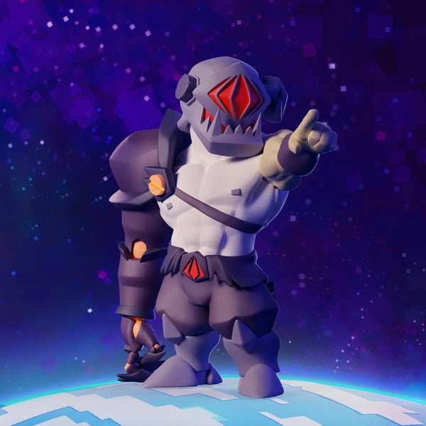 Warrick - 4" Animiniz Action Figure (Gameoverse) by Glitch Studios, pointing in a purple space setting
