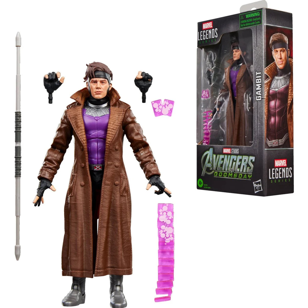 Gambit Marvel Legends Series Action Figure by Hasbro with Bo Staff and Charged Cards 6-Inch