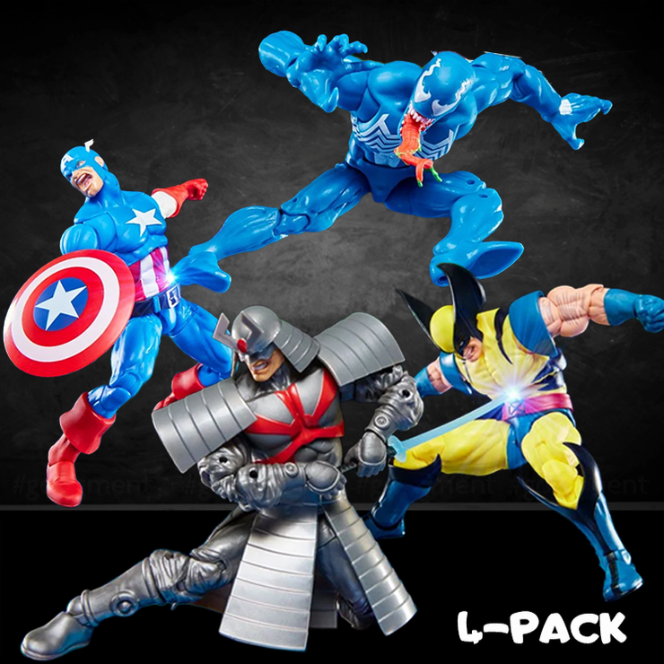 Wolverine vs Silver Samurai / Captain America vs Venom 4 Pack Figures