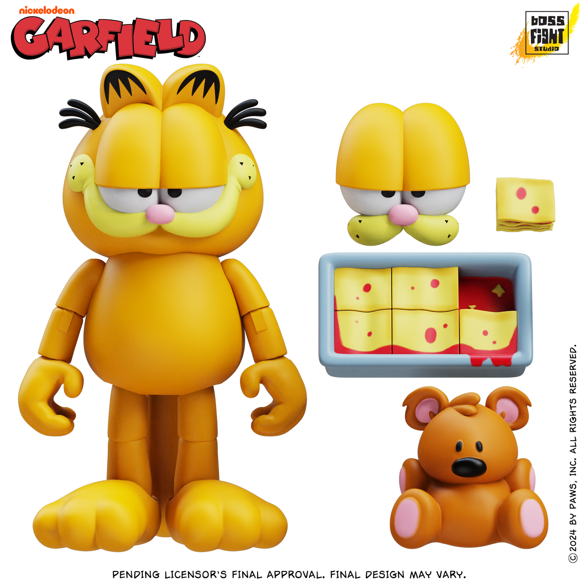 Garfield Action Figure - 25 Points of Articulation with Lasagna & Pooky - Classic Comic Cat Collectible