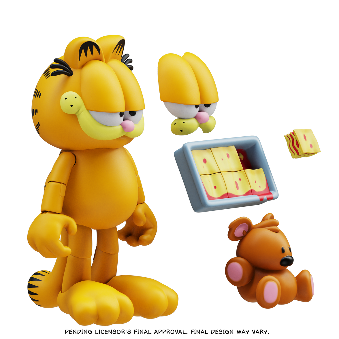 Garfield Action Figure - 25 Points of Articulation with Lasagna & Pooky - Classic Comic Cat Collectible