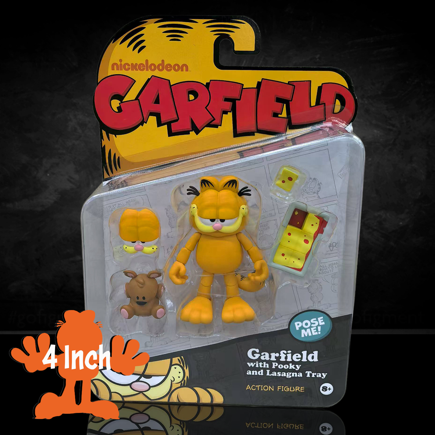 Garfield Action Figure - 25 Points of Articulation with Lasagna & Pooky - Classic Comic Cat Collectible