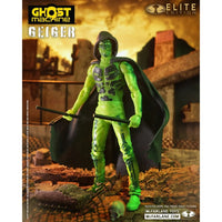 Green hooded Geiger action figure with a cape in a post-apocalyptic setting
