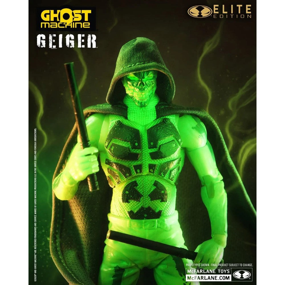 Green hooded Geiger character holding a staff, with Ghost Machine and Elite Edition logos