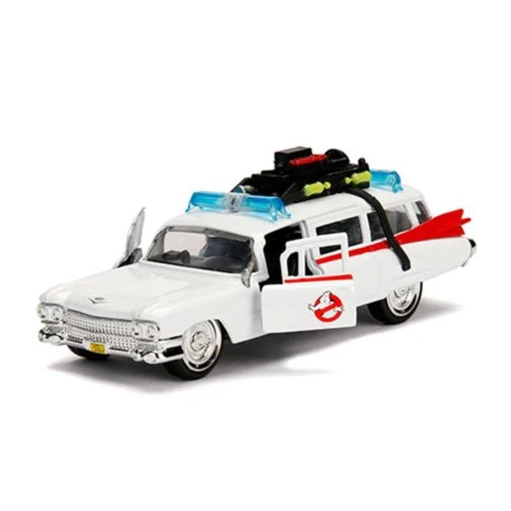 ECTO-1 Jada Toys Vehicles 1:32 Die-Cast white Ghostbusters car with roof equipment and open doors