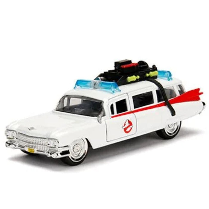 White Ghostbusters Ecto-1 model car, ECTO-1 Jada Toys Vehicles 1:32 Die-Cast