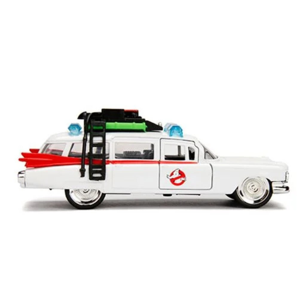 ECTO-1 Jada Toys Vehicles 1:32 Die-Cast, white Ghostbusters car with roof equipment and red tail fins