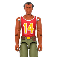 Hasbro Big Lob G.I. Joe action figure in red jersey number 14 with green pants and articulated joints
