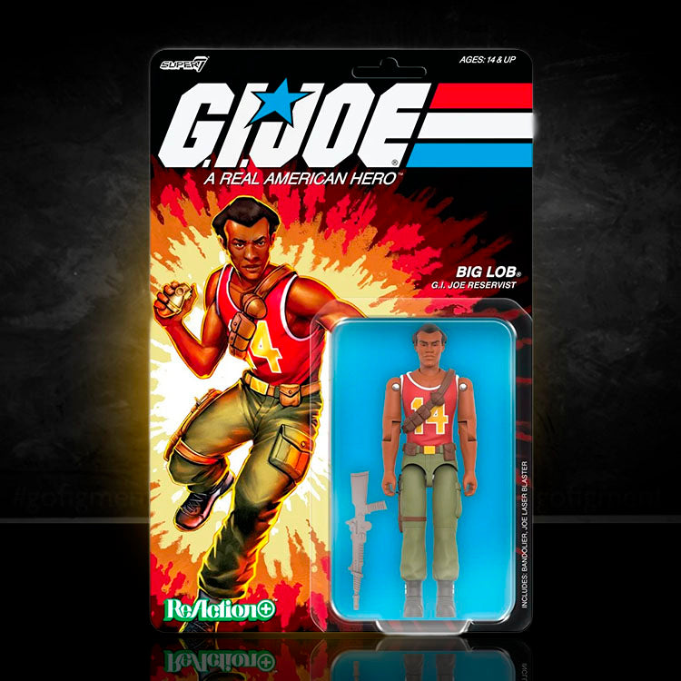 Hasbro G.I. Joe Big Lob ReAction 3.75-inch figure with 9 points articulation and accessories in vintage packaging