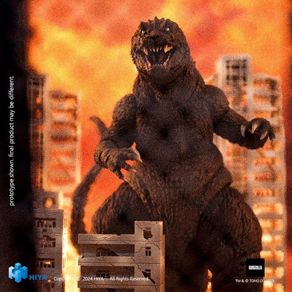 Godzilla 2001 Exquisite Basic Series Action Figure 7 Inch NIB by Exquisite with detailed sculpt and city battle backdrop