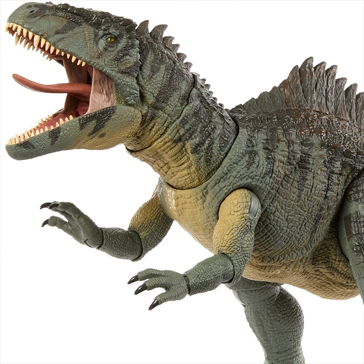 Mattel Jurassic World Hammond Collection Giganotosaurus action figure with open mouth and detailed skin texture