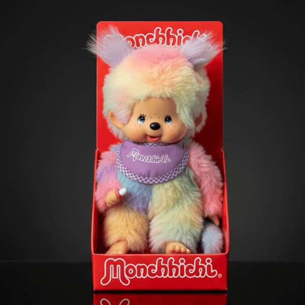 8" Large Monchhichi Doll - Girl as Tie-Dye - Authentic Monkey Plush, NWT