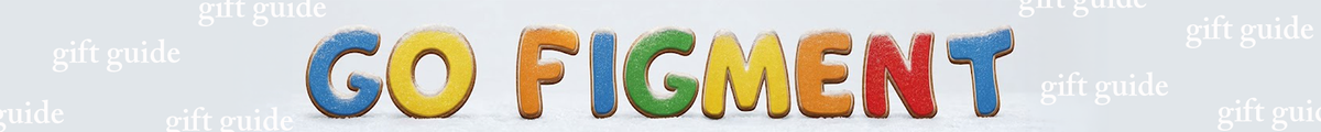 Go Figment logo in colorful letters on a light gray background with repeated gift guide text