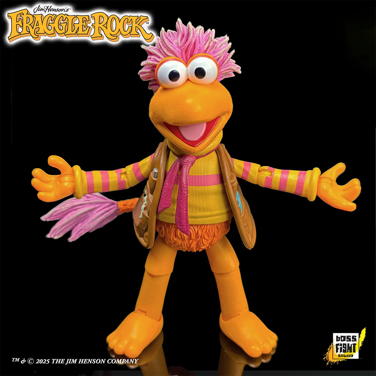 Fraggle Rock Gobo 6-Inch Action Figure by Boss Fight Studio orange character with pink hair and striped sweater