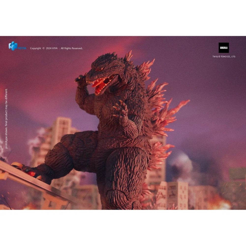 Godzilla 2000/1999 Millennium Hiya Toys Exquisite Basic 7-Inch Action Figure new in box with detailed sculpting and fiery dorsal fins