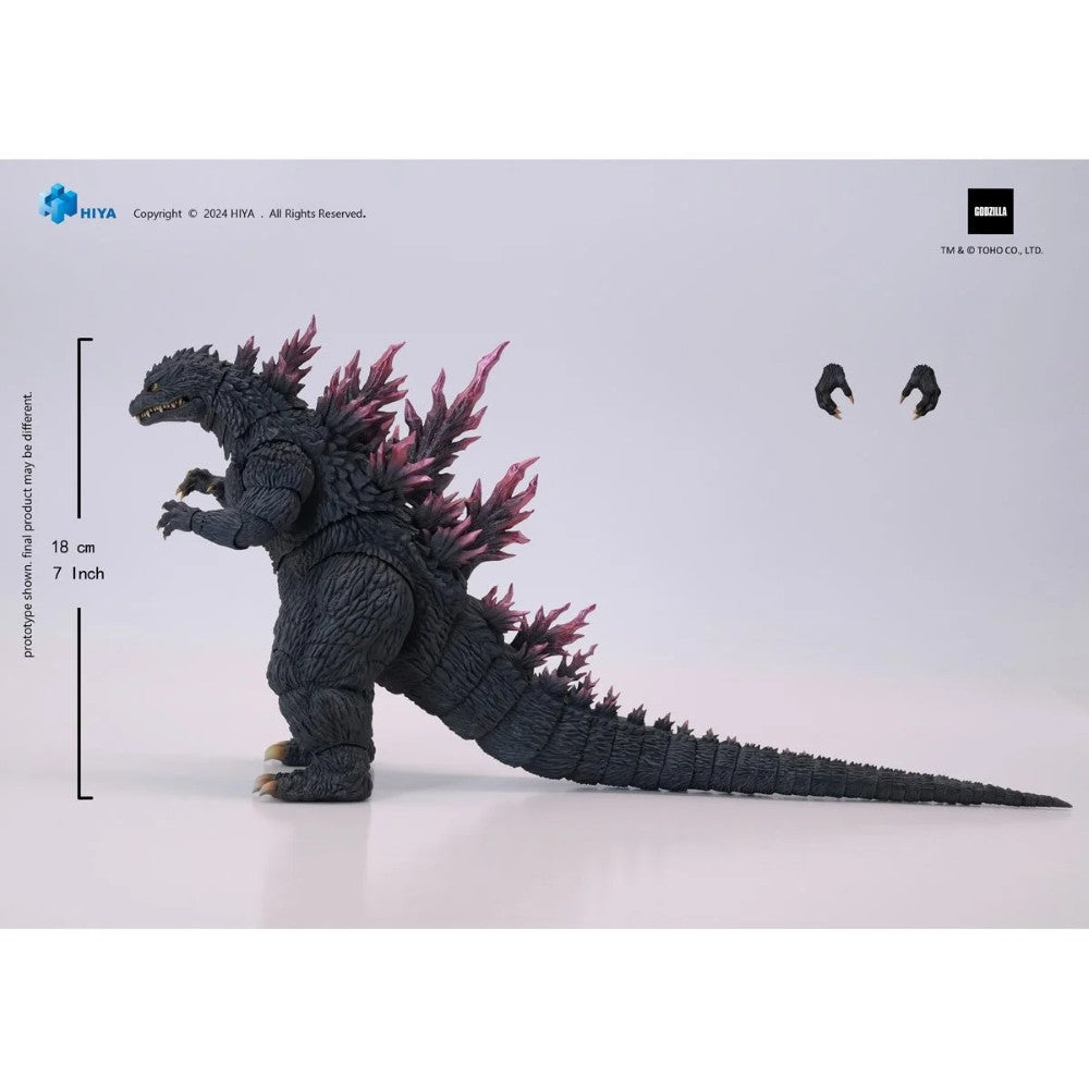 Godzilla 2000/1999 Millennium Hiya Toys Exquisite Basic 7-Inch Action Figure new in box with fiery dorsal fins and articulated hands