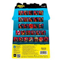 Super7 Godzilla figure collection cardback with images of various Godzilla characters and model names.