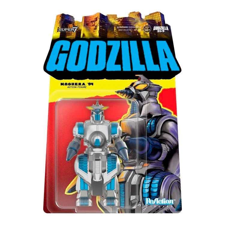 Super7 M.O.G.U.E.R.A. 1994 Godzilla ReAction figure in blister card packaging with detailed robot design