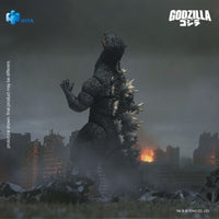 Godzilla Final Wars 2004 Godzilla Exquisite Basic Series None Scale 7-Inch Action Figure by Exquisite shown in fiery city scene