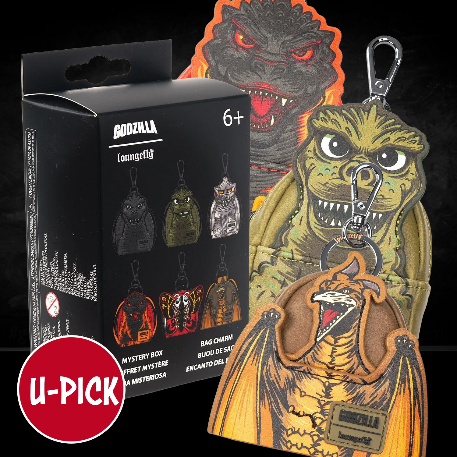 Mini-Loungefly Godzilla Entertainment Earth Exclusive Cosplay U-PICK Bag Charms