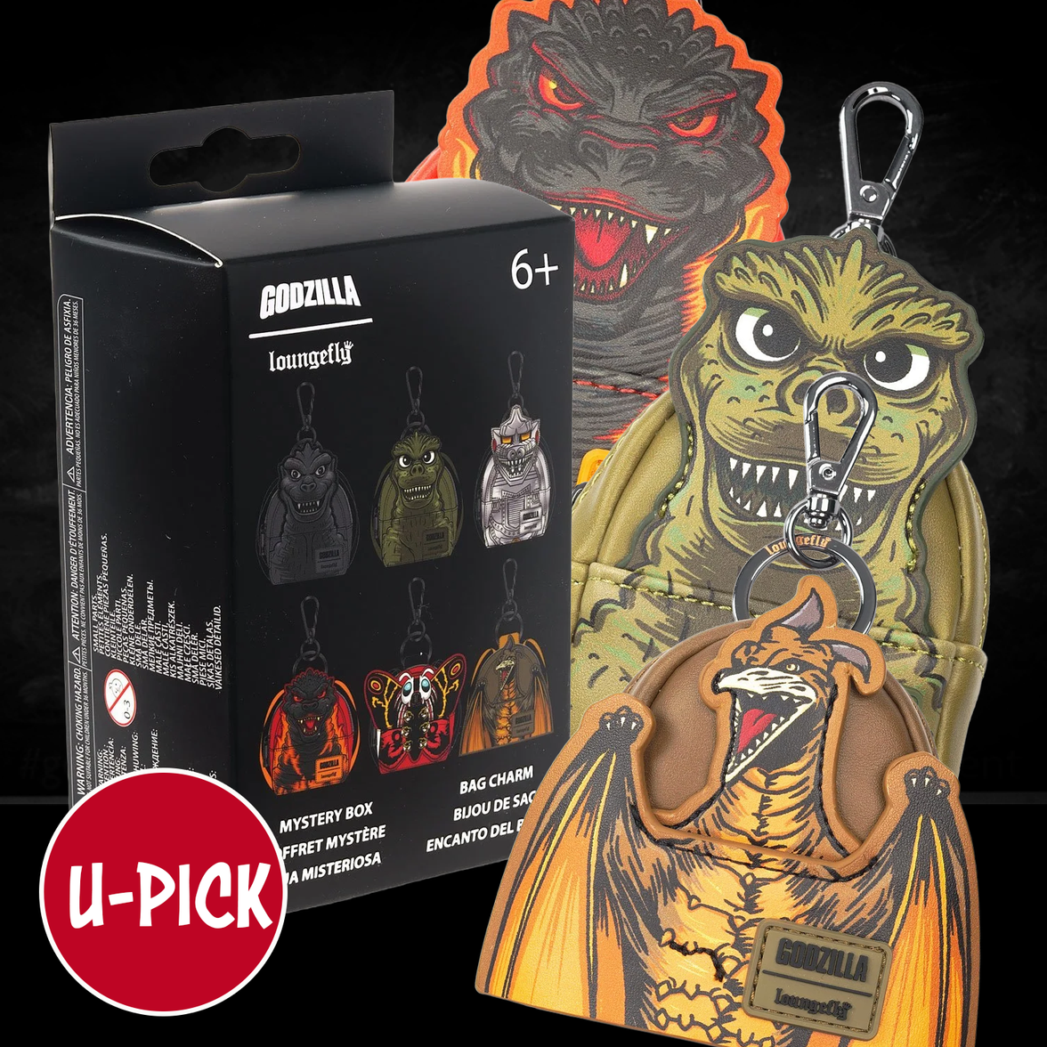 Mini-Loungefly Godzilla Entertainment Earth Exclusive Cosplay U-PICK Bag Charms