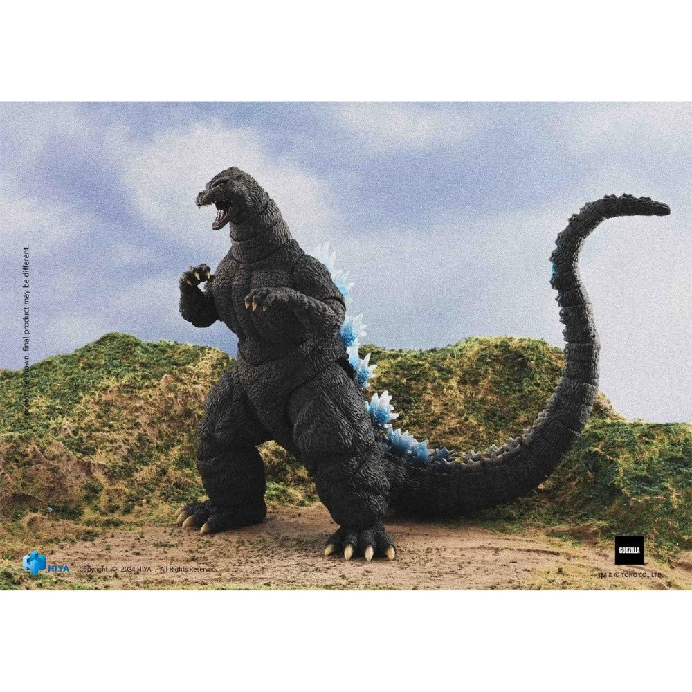 Heat Ray Godzilla 1991 Hokkaido Version Hiya Toys Exquisite Basic 7-Inch Action Figure NIB with blue dorsal fins and textured body