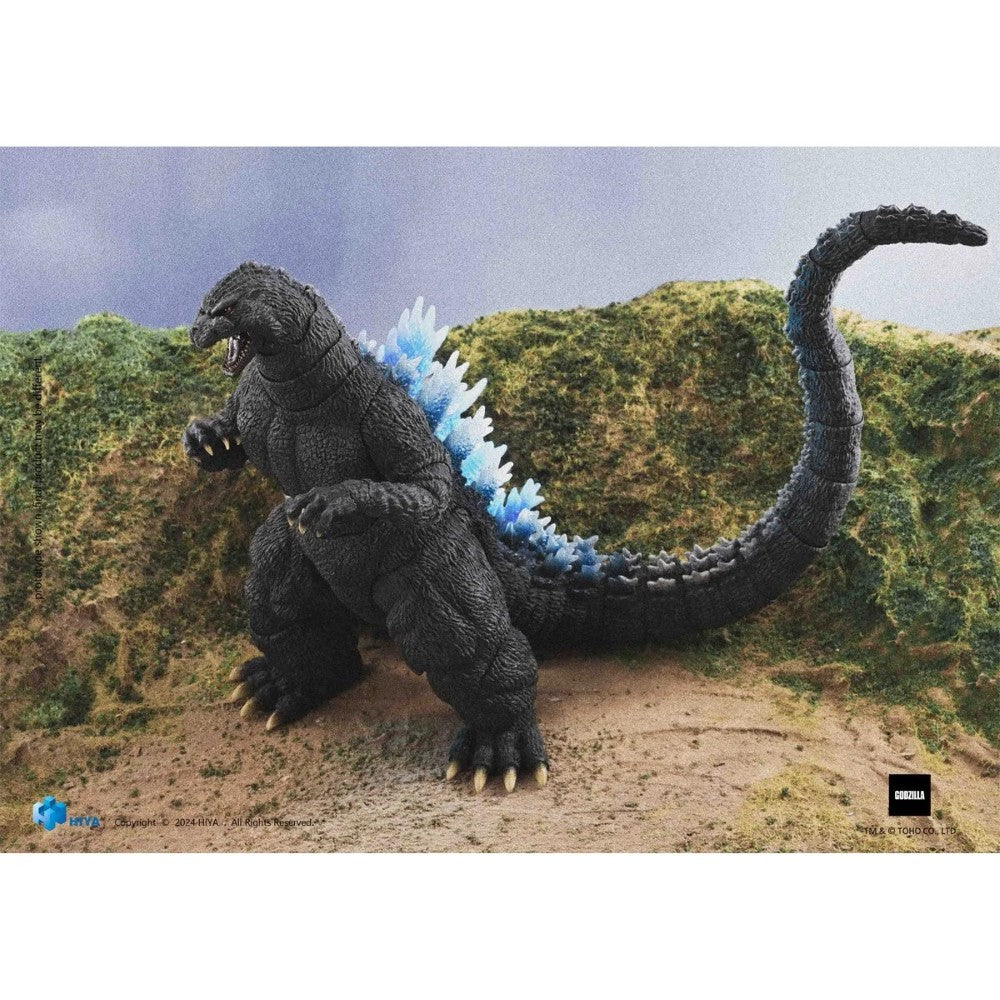 Heat Ray Godzilla 1991 Hokkaido Version Hiya Toys Exquisite Basic 7-Inch Action Figure NIB with blue dorsal fins and textured body