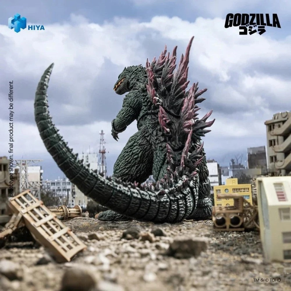 Godzilla 7" Hiya Toys Action Figure Exquisite Basic Godzilla vs Megaguirus 2000 with textured scales and pink spines