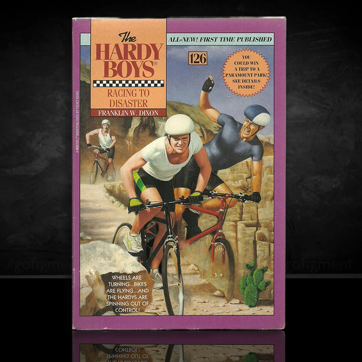 126 Racing to Disaster - The Hardy Boys Paperback Book - Vintage 1994 (Sq-Melon)