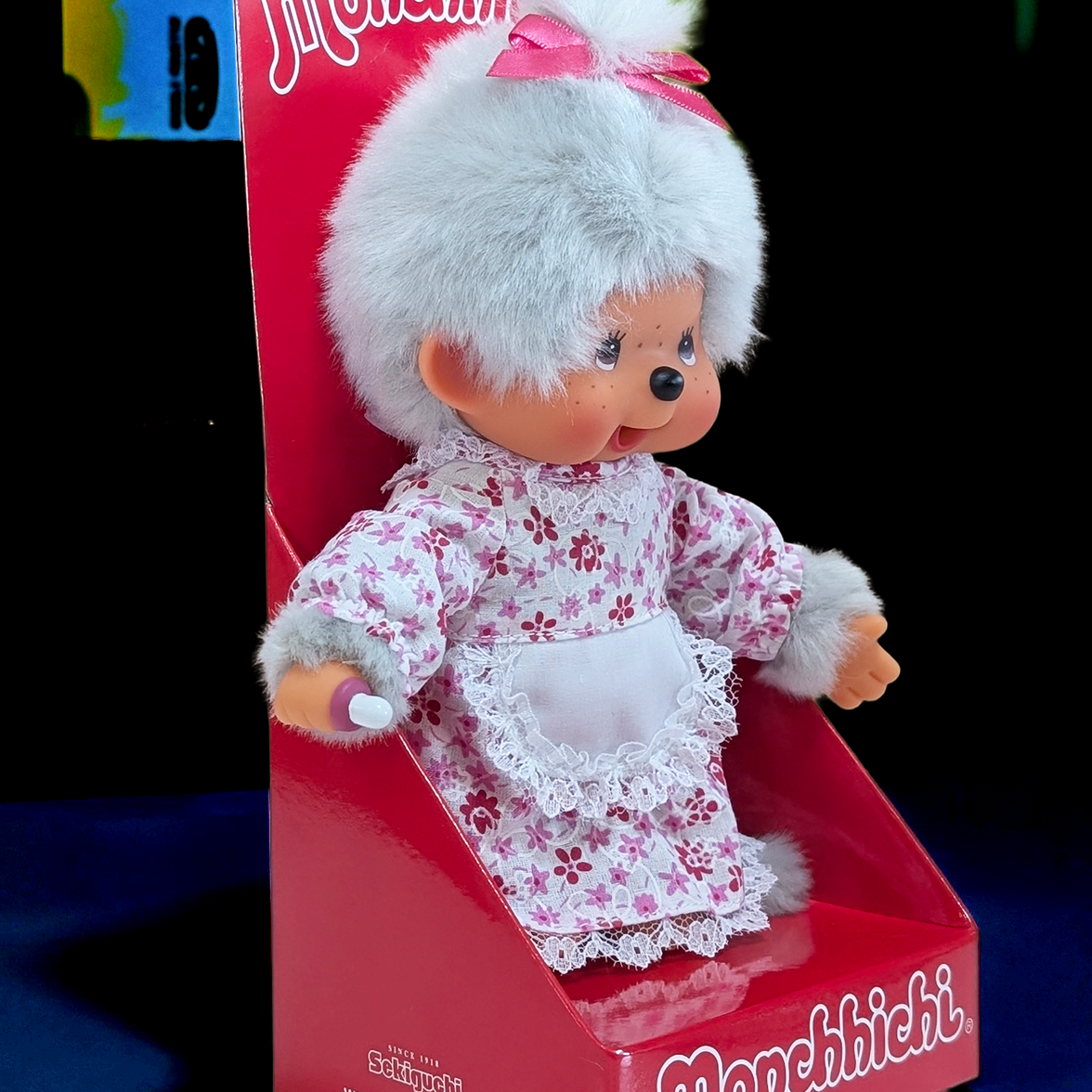 8" Large Monchhichi Doll - Girl Grand Ma - Authentic Monkey Plush, NWT