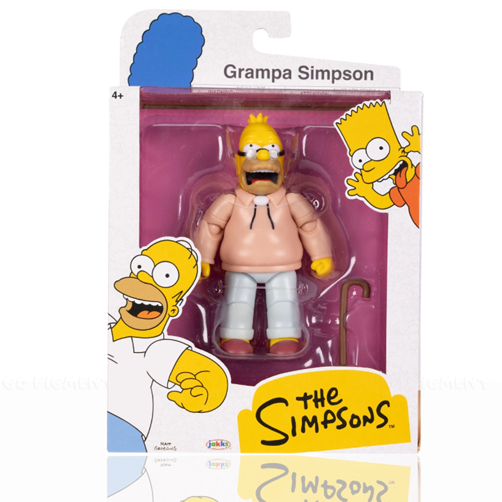 Grandpa Simpson Action Figure The Simpsons 5in Scale by Jakks Pacific in original packaging with iconic Simpsons artwork