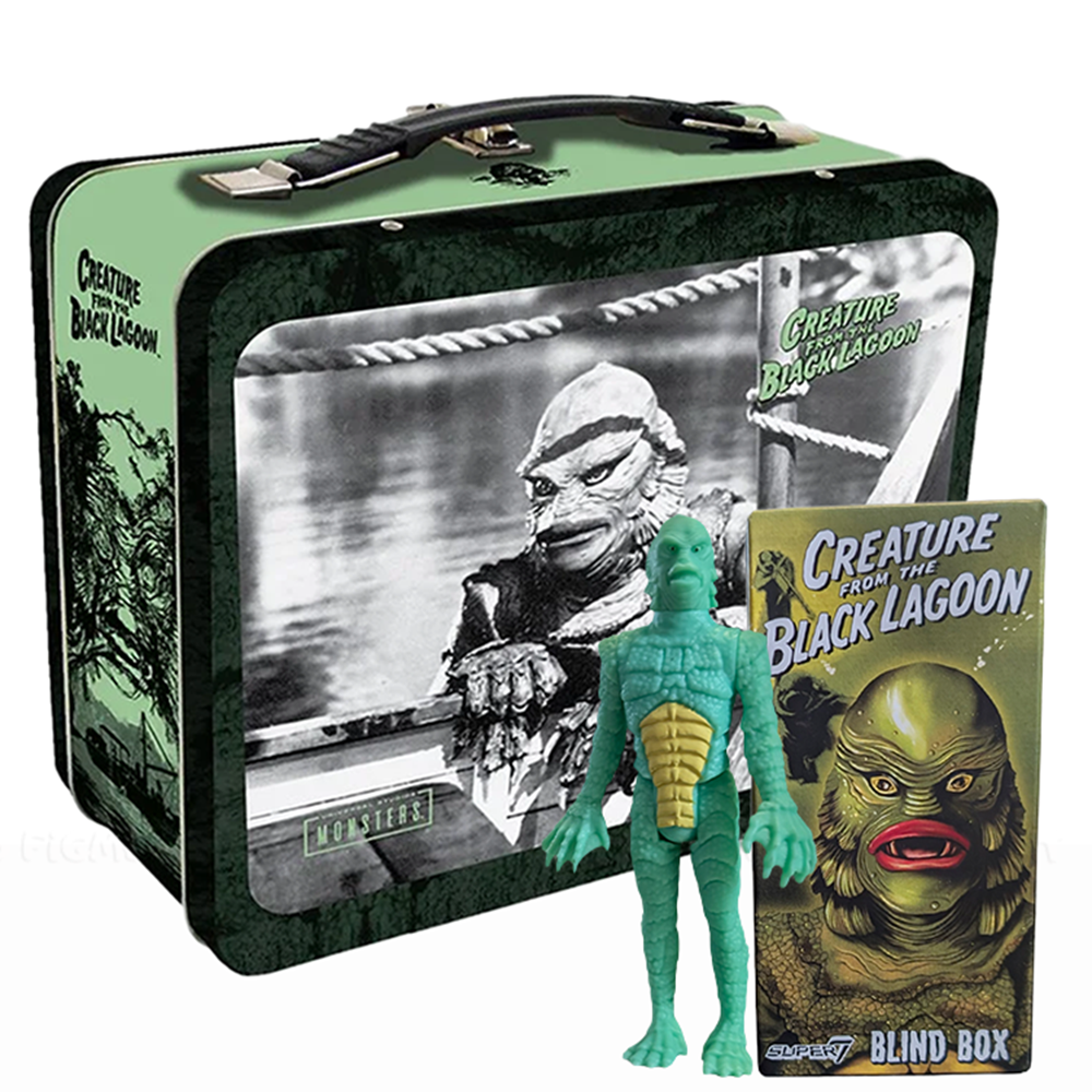 Creature From The Black Lagoon Action Figure with Full Size Metal Themed Lunchbox by Super7, collectible set