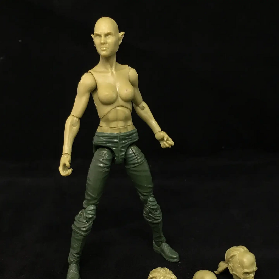 Vitruvian H.A.C.K.S. Fantasy Character Blanks Green Female Orc 1:18 Scale Action Figure by Boss Fight Studio modeling pose