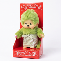 8" Monchhichi Green Tea Boy - in Green Apron with Green Eyes