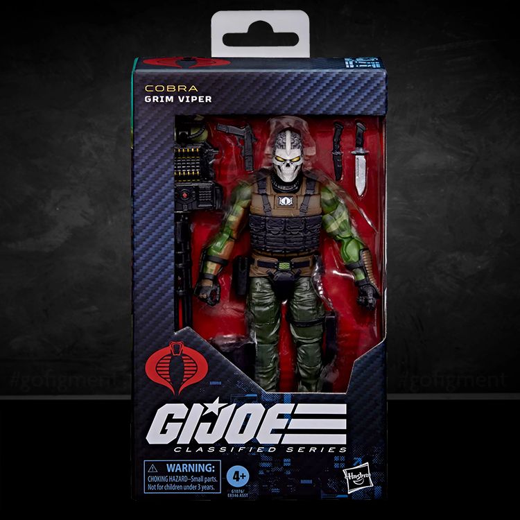 G.I. Joe Classified Series Grim Viper 6-inch action figure by Hasbro with detailed gear and accessories in packaging
