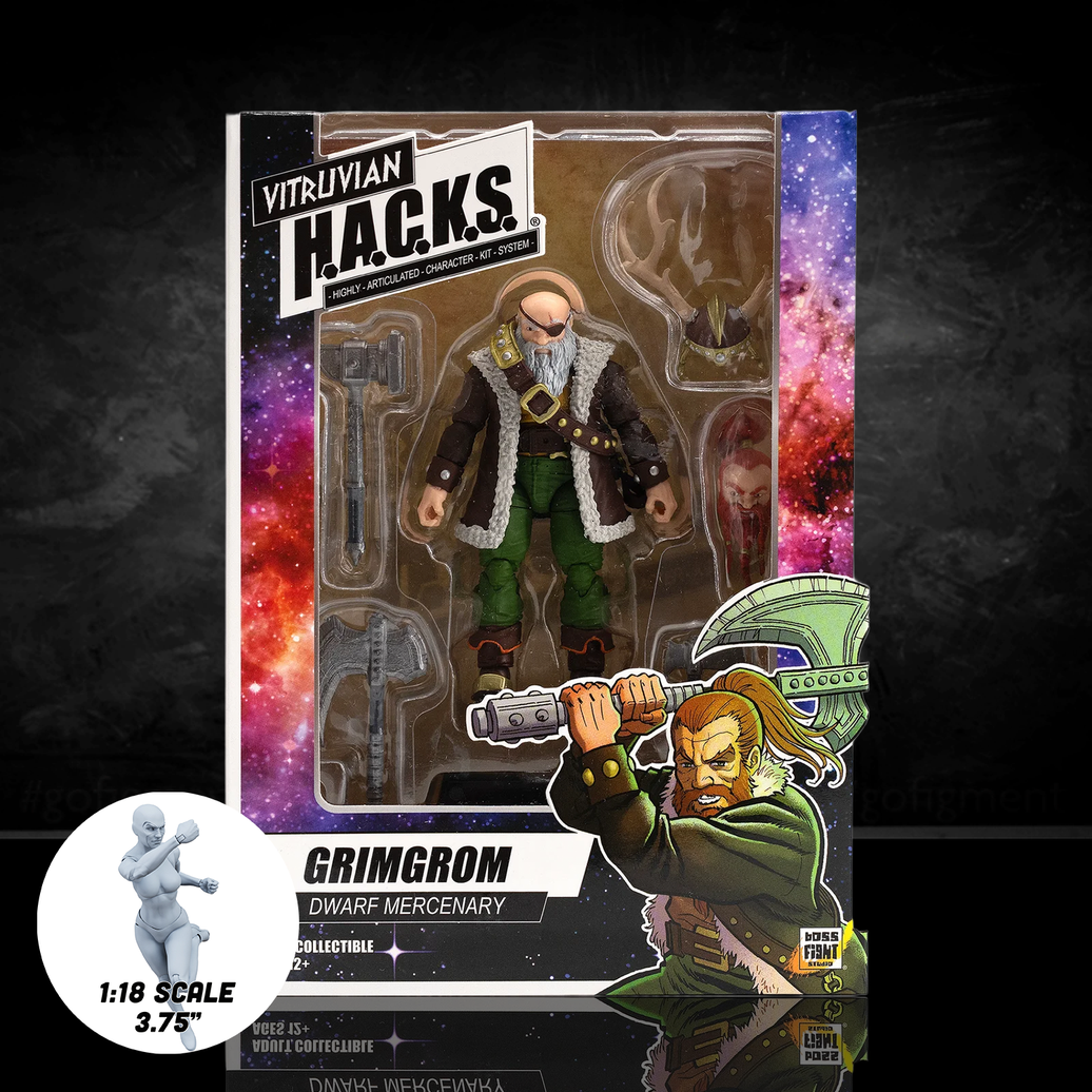 Grimgrom (Dwarf Mercenary) 1/18 Scale Collectible Vitruvian H.A.C.K.S. Action Figure