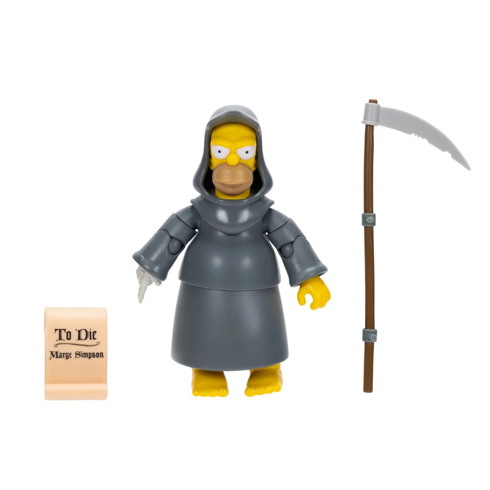 Grim Reaper Homer Deluxe Action Figure The Simpsons 5" Treehouse of Horror by Jakks Pacific with scythe and scroll accessory