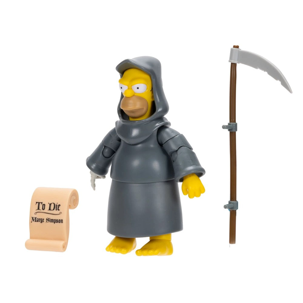 Grim Reaper Homer Deluxe Action Figure The Simpsons 5" Treehouse of Horror by Jakks Pacific with scythe and To Die list