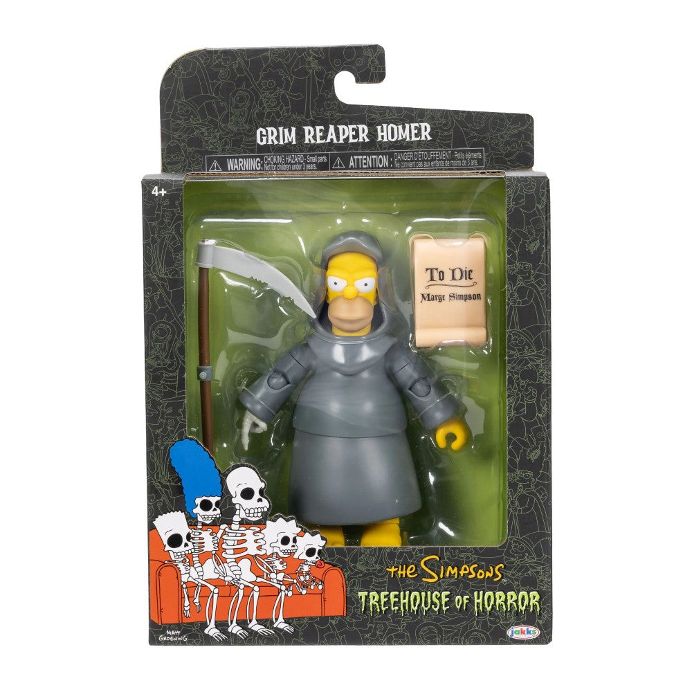 Grim Reaper Homer Deluxe Action Figure The Simpsons 5" Treehouse of Horror by Jakks Pacific in packaging with accessories.
