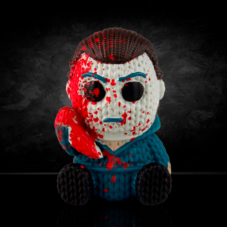 Handmade By Robots Halloween Michael Myers bloody version micro vinyl figure with textured design and dark background