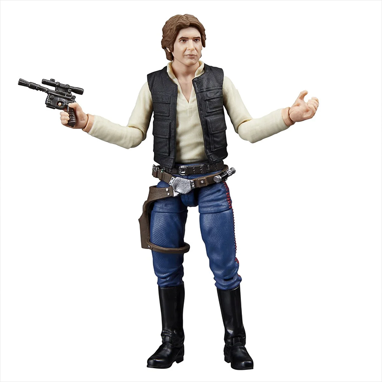 Han Solo 3.75-inch action figure in Kenner-inspired packaging with blaster and detailed outfit from Vintage Collection