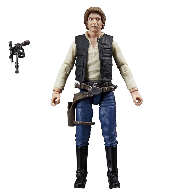 Han Solo action figure with blaster from Kenner Vintage Collection, detailed 3 3/4-inch collectible with articulation.