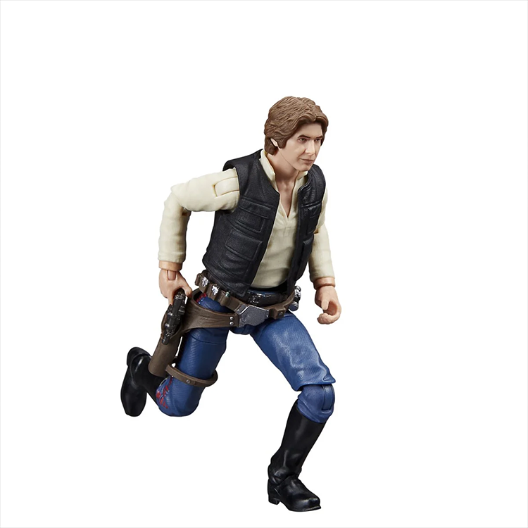 Kenner Star Wars Vintage Collection Han Solo action figure in dynamic pose with blaster and detailed outfit