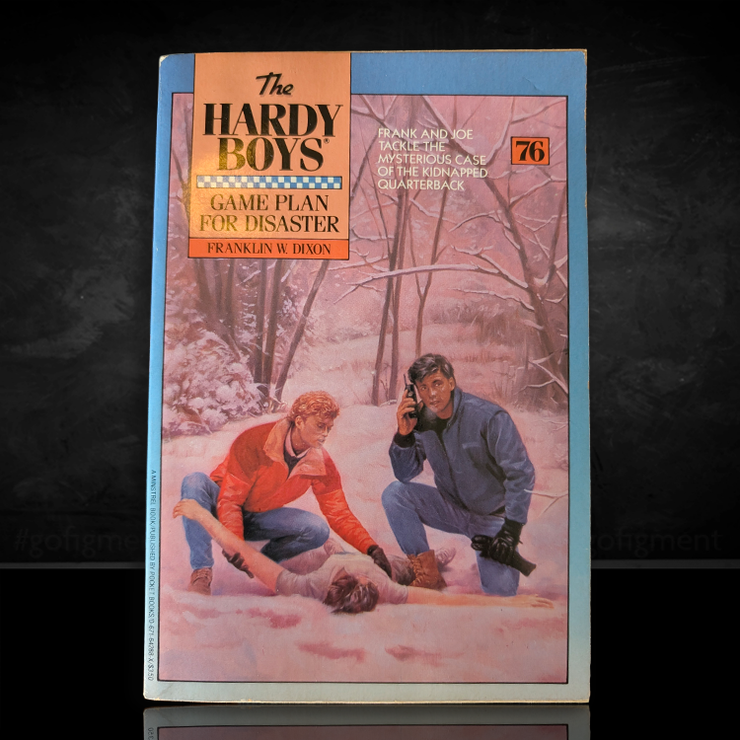 76 Game Plan for Disaster - The Hardy Boys Paperback Book - Vintage 1982 (Sq-Peach)